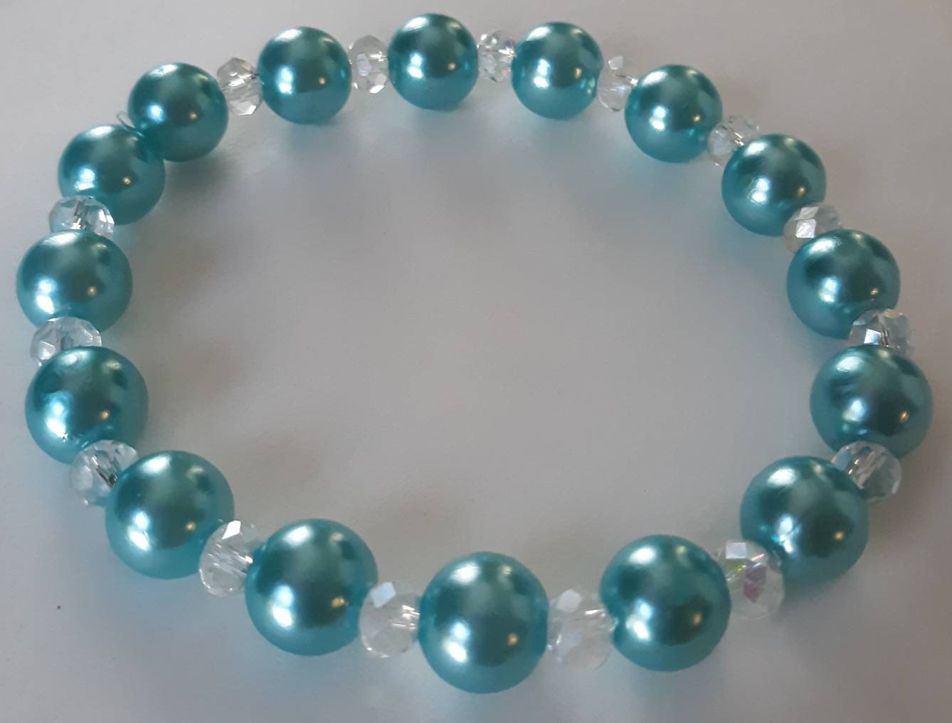 Color Blast Collection: Light Blue and clear beaded Bracelets