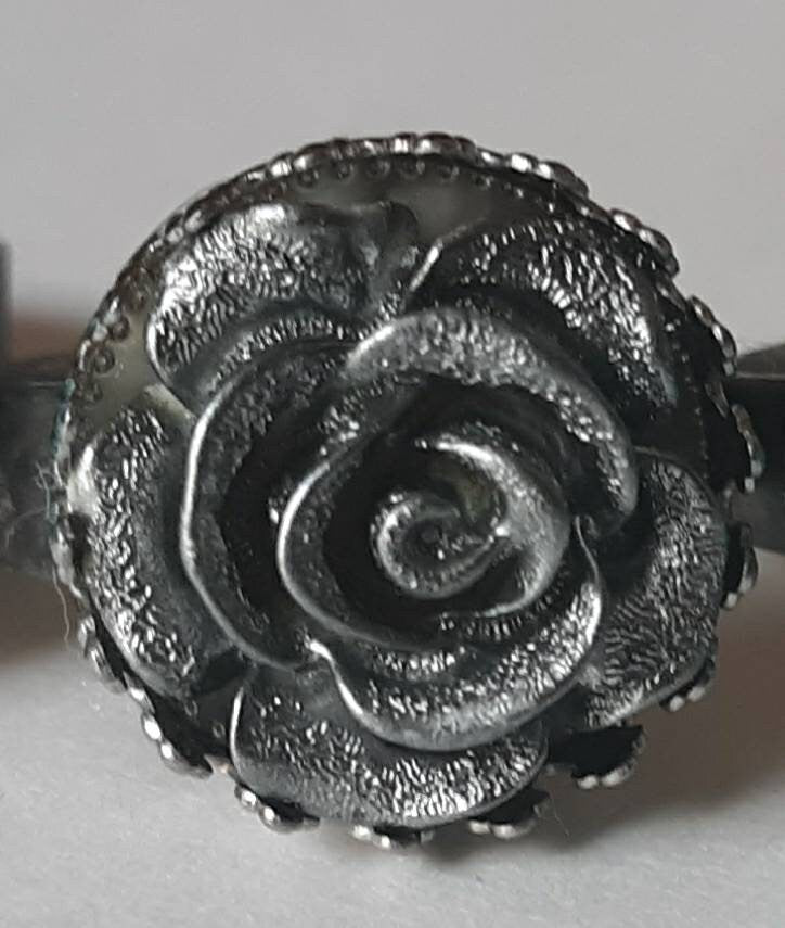 Silver or Blue Metallic Flower Earring and Ring Set