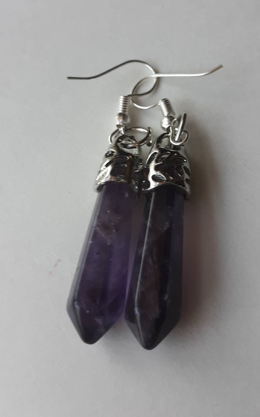 Amethyst Crystal earrings with necklace set.