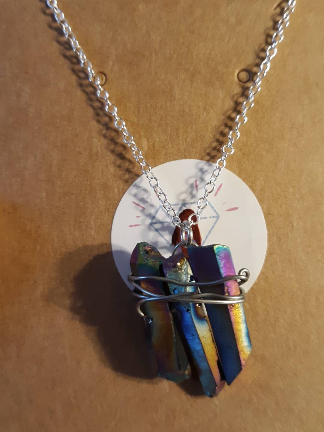 Multicolored Wire Wrapped Crystal Necklaces