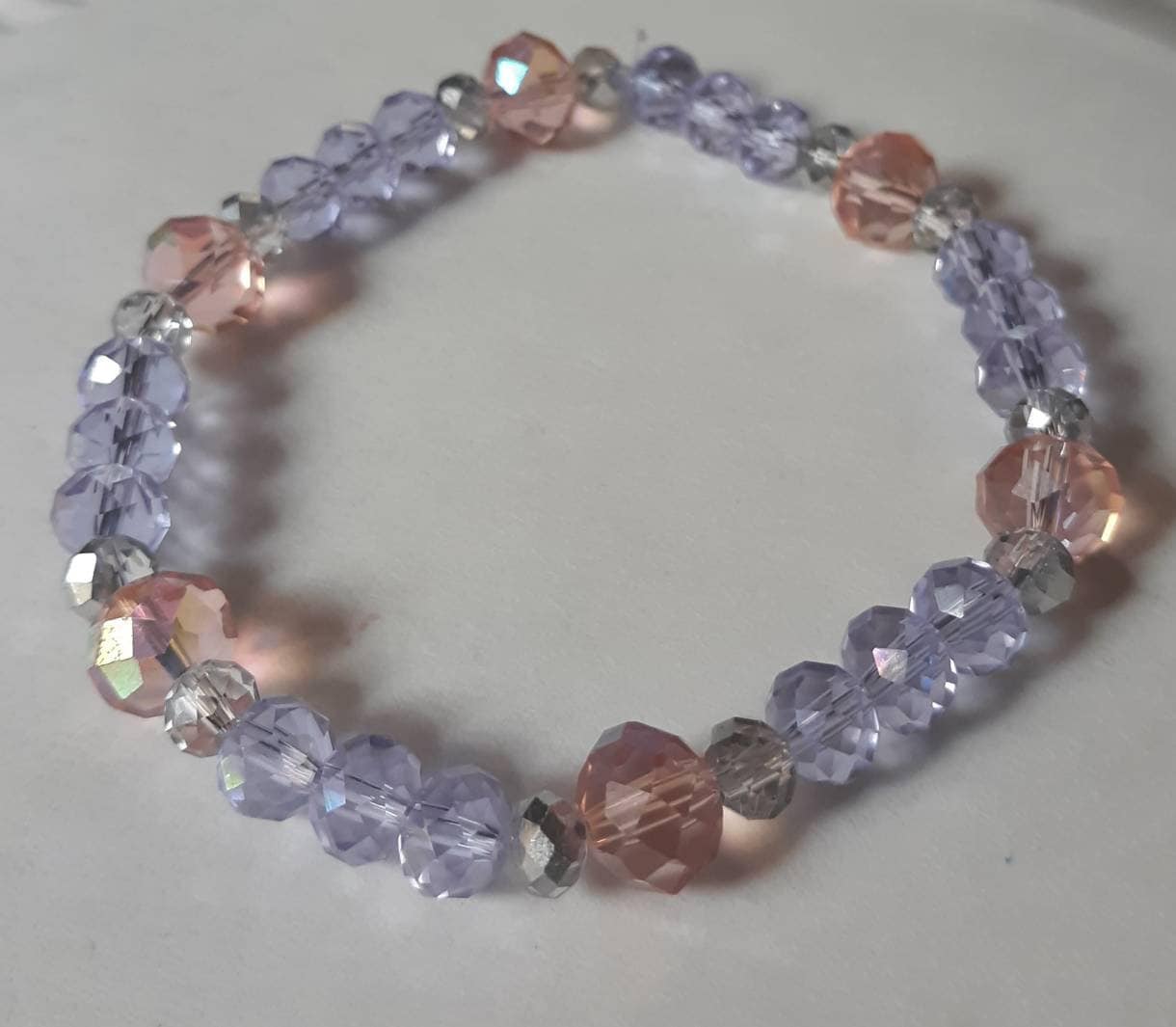 Pastel Purple and Pink Sparkle Beaded Bracelet