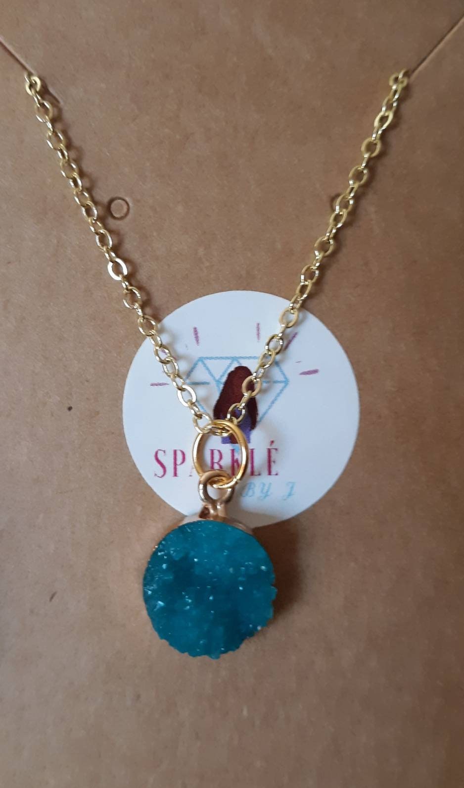 Crystal Druzy Textured Pendant Necklaces