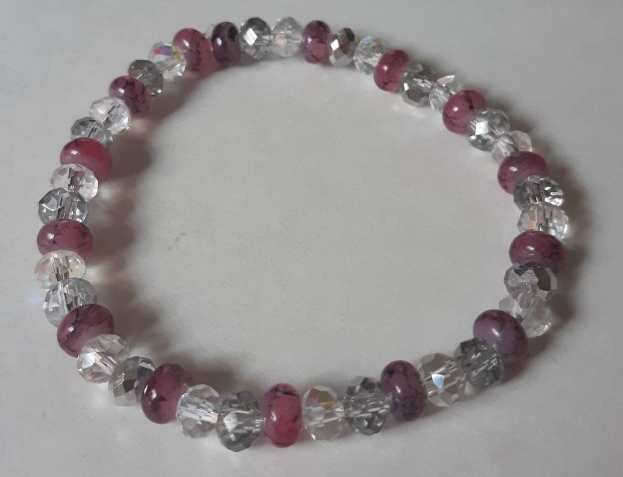 Purple Silver and Clear Sparkle pattern Bracelet