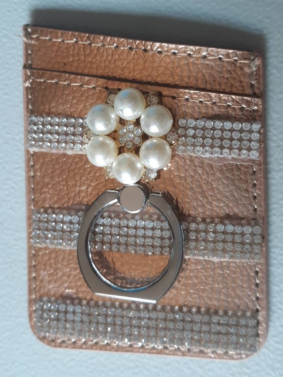 Pearl Flower Bling Phone Wallet