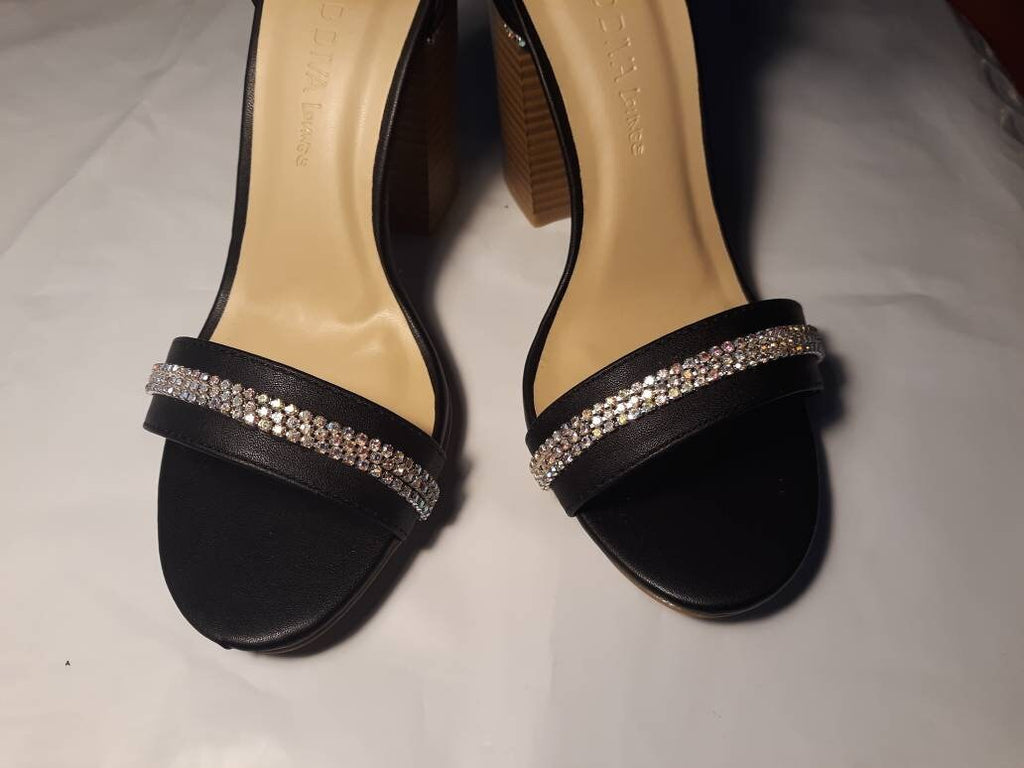 Sparkly Black Block Heels- SIZE 6 ONLY