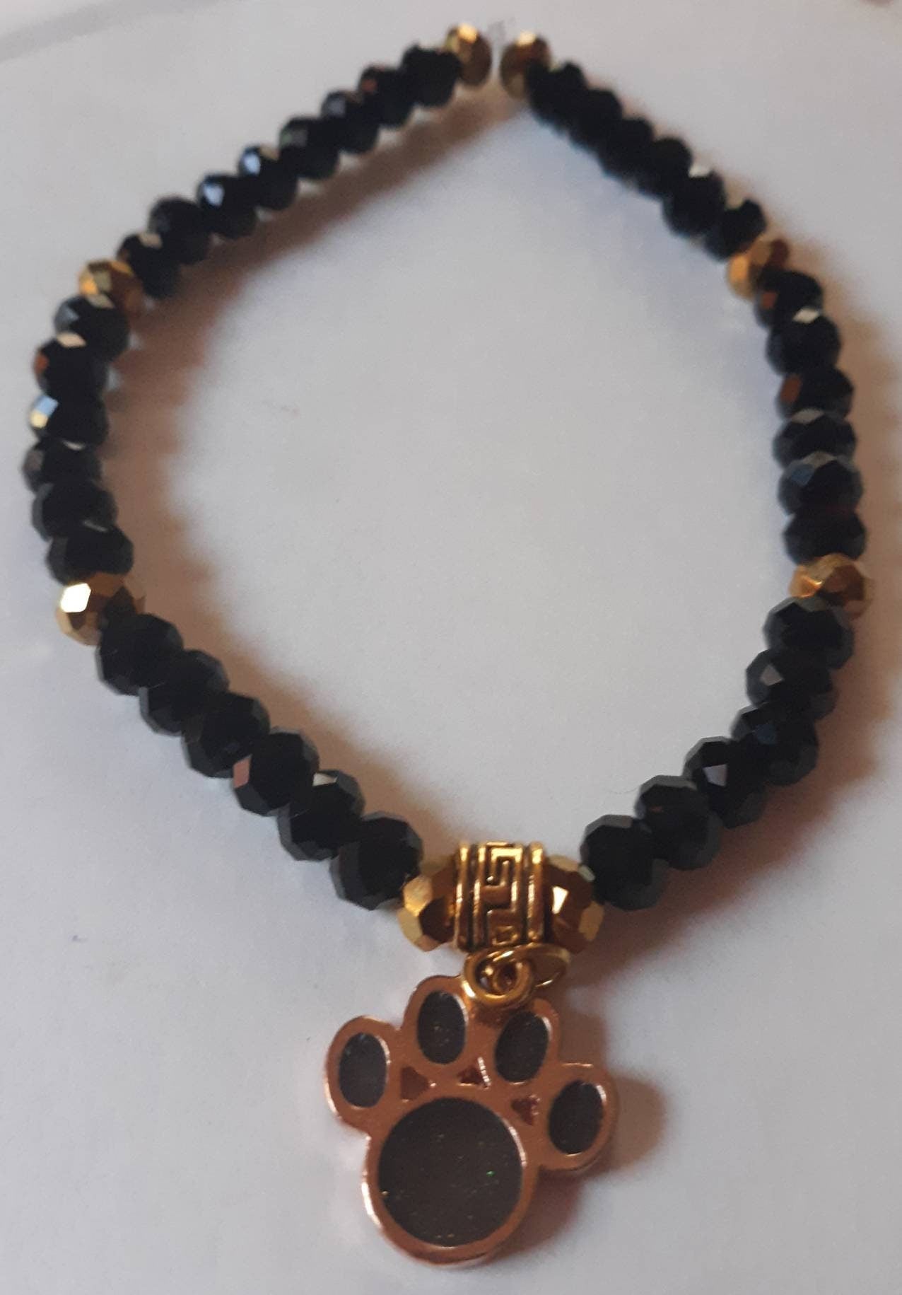 Black and Gold Paw Print Bracelet