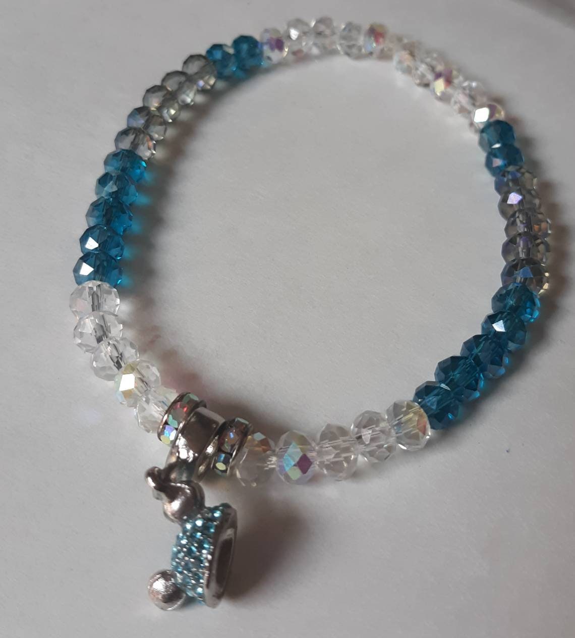 Blue and white Sparkle Magic Hat charm Bracelet