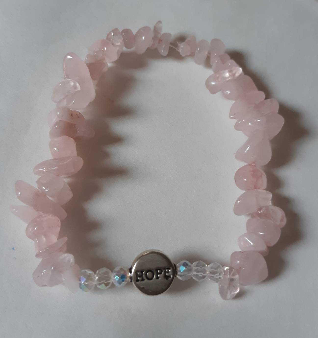 Rose Quartz Faux Crystal Hope Bracelet