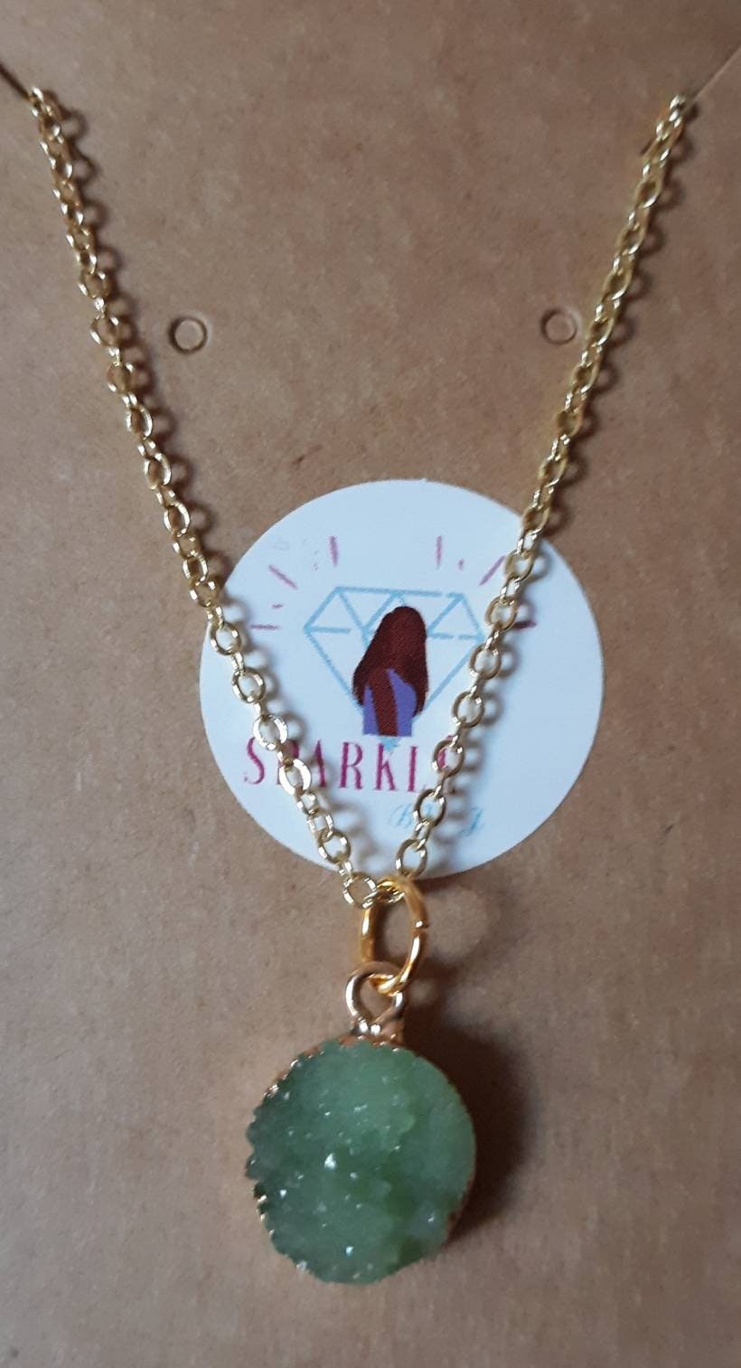 Crystal Druzy Textured Pendant Necklaces