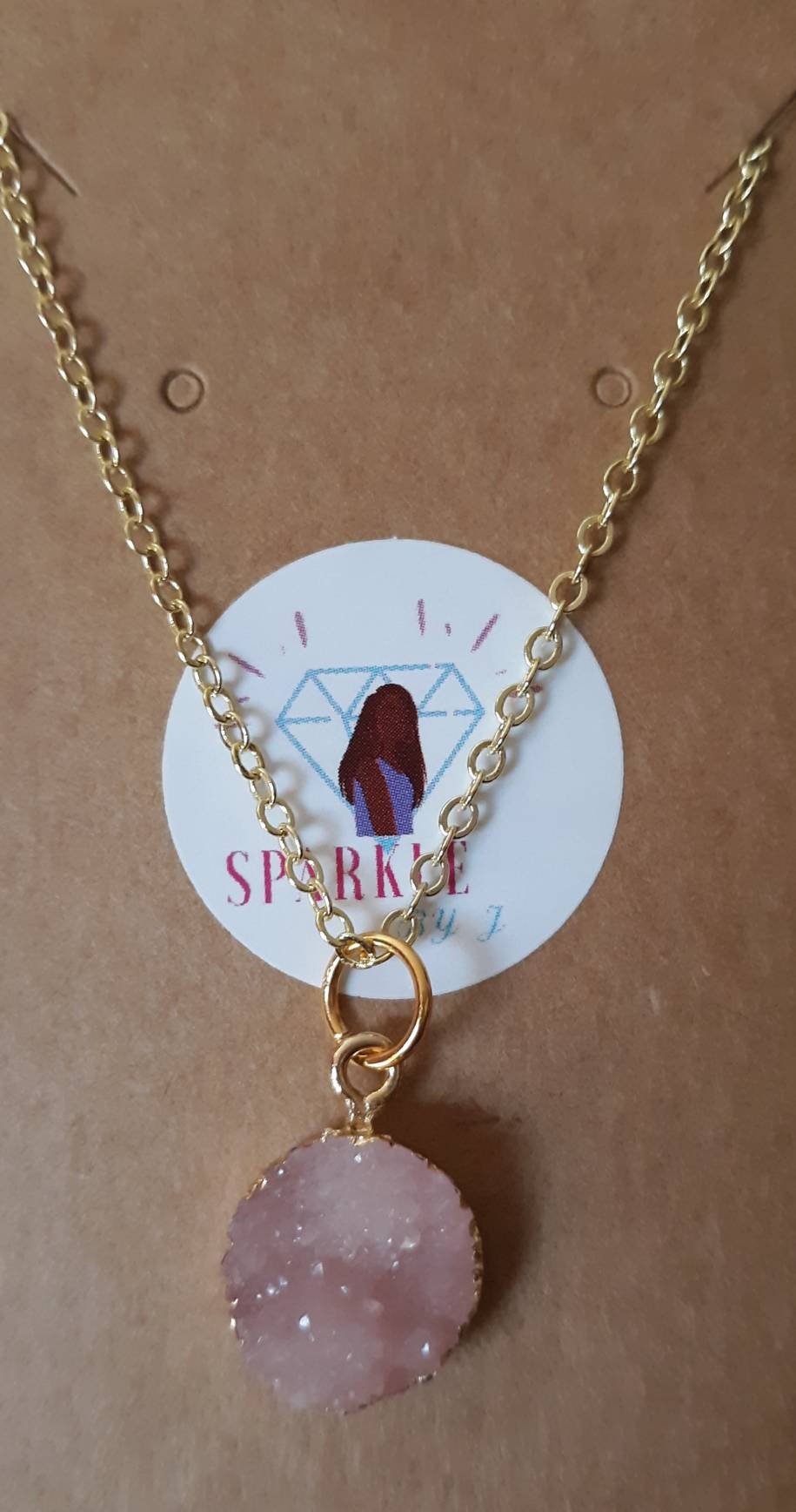 Crystal Druzy Textured Pendant Necklaces