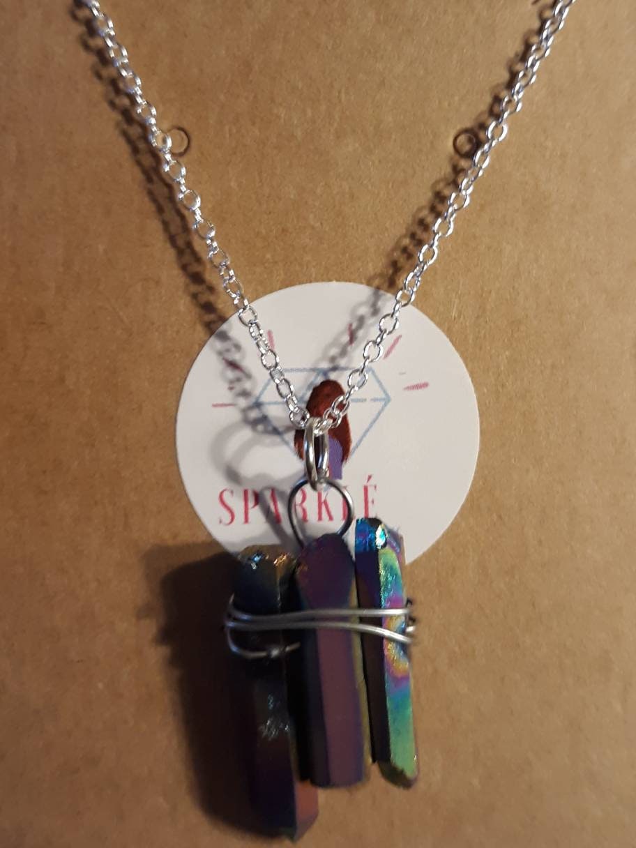 Multicolored Wire Wrapped Crystal Necklaces
