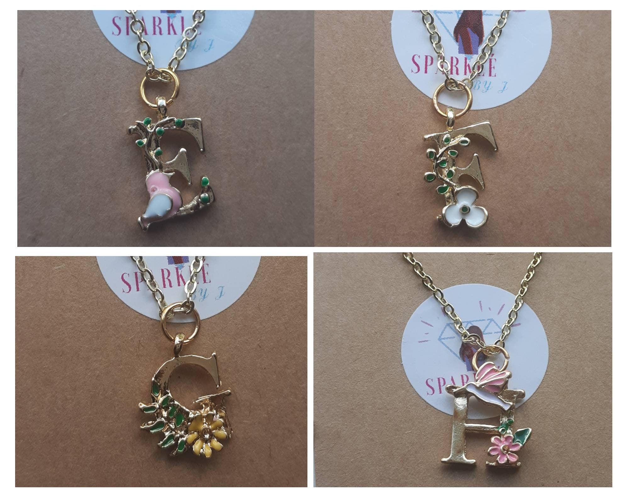 Floral Gold Monogram Letter Necklace