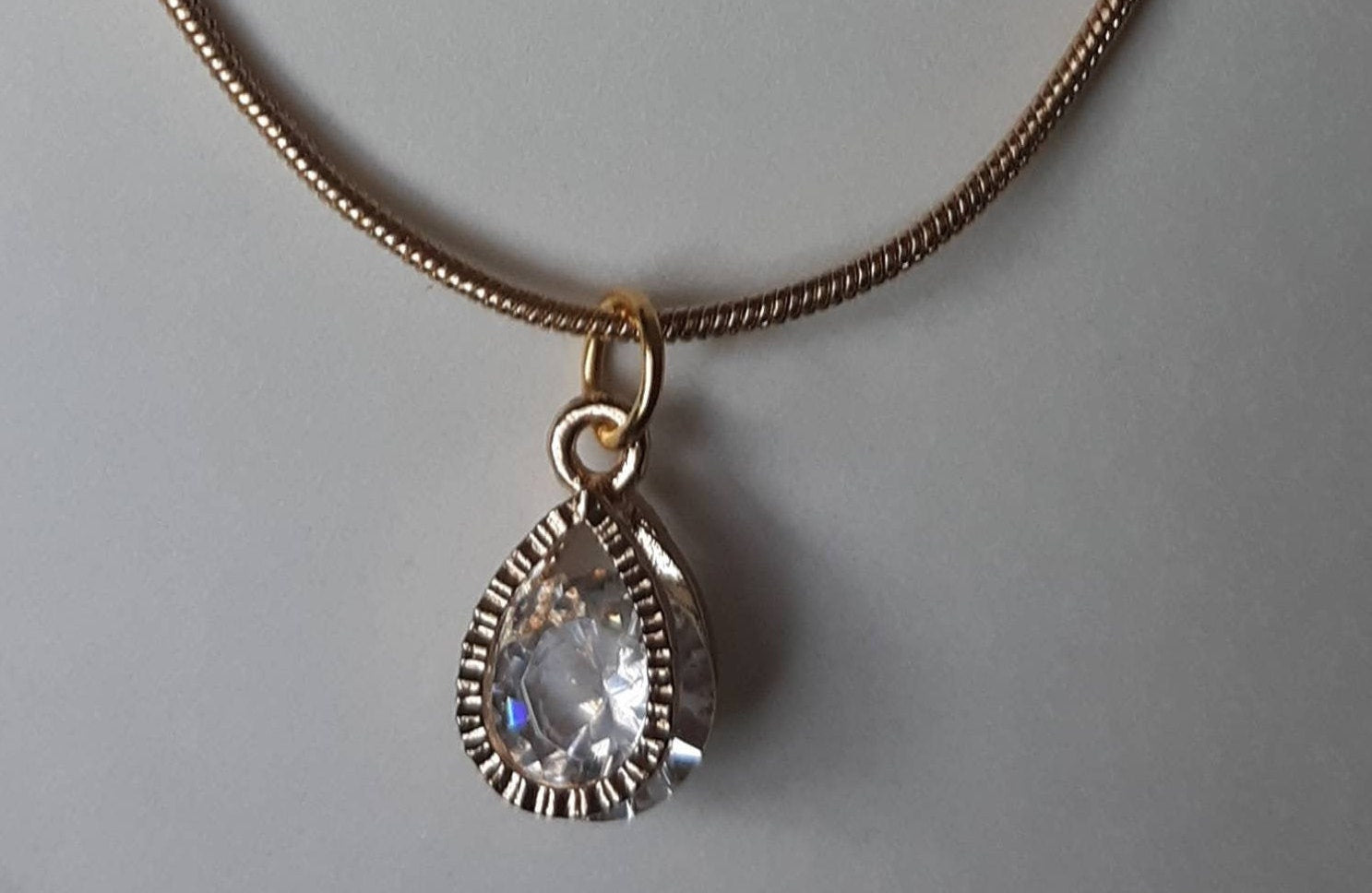 Gold Cubic Zirconia Pendant Necklace