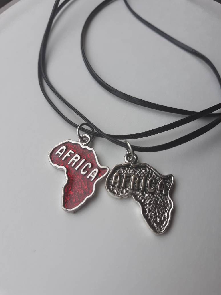 Red and Silver Men's Africa Necklace