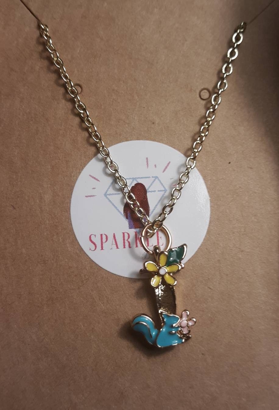 Floral Gold Monogram Letter Necklace