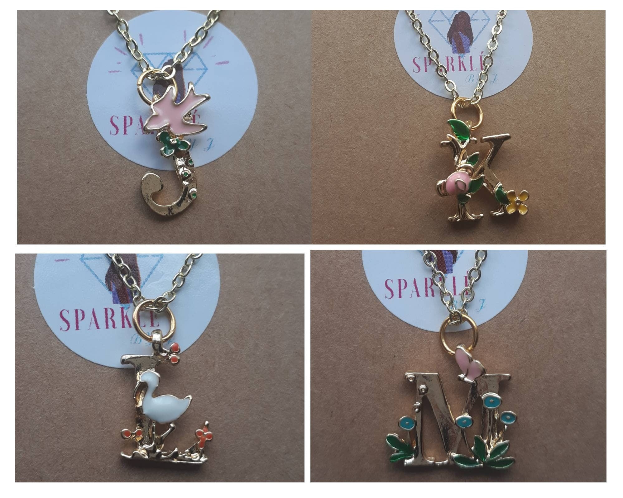 Floral Gold Monogram Letter Necklace