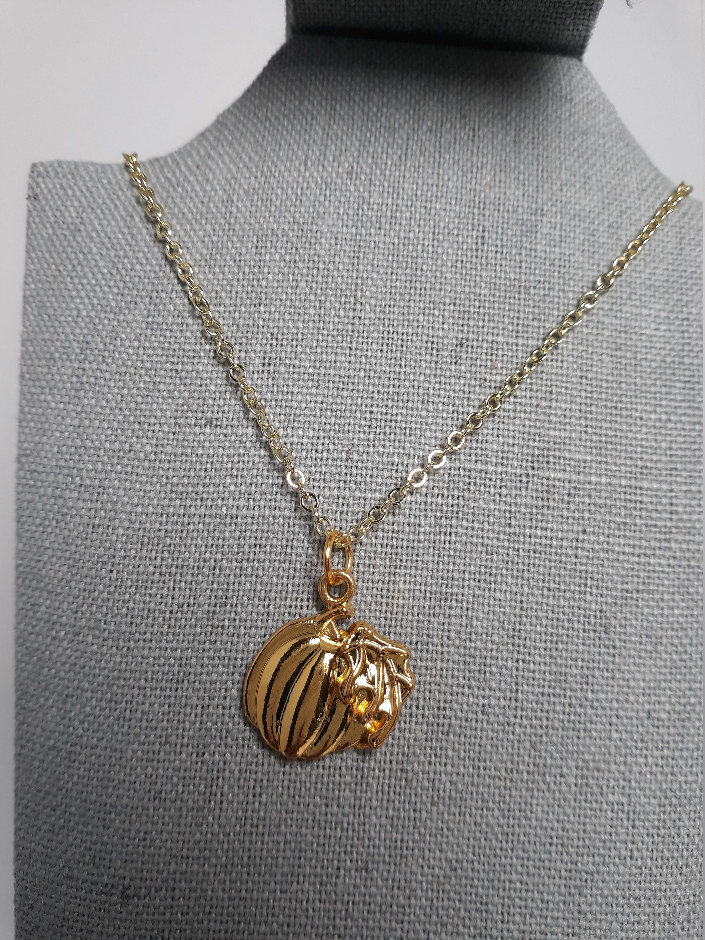 Golden Pumpkin Halloween Necklace