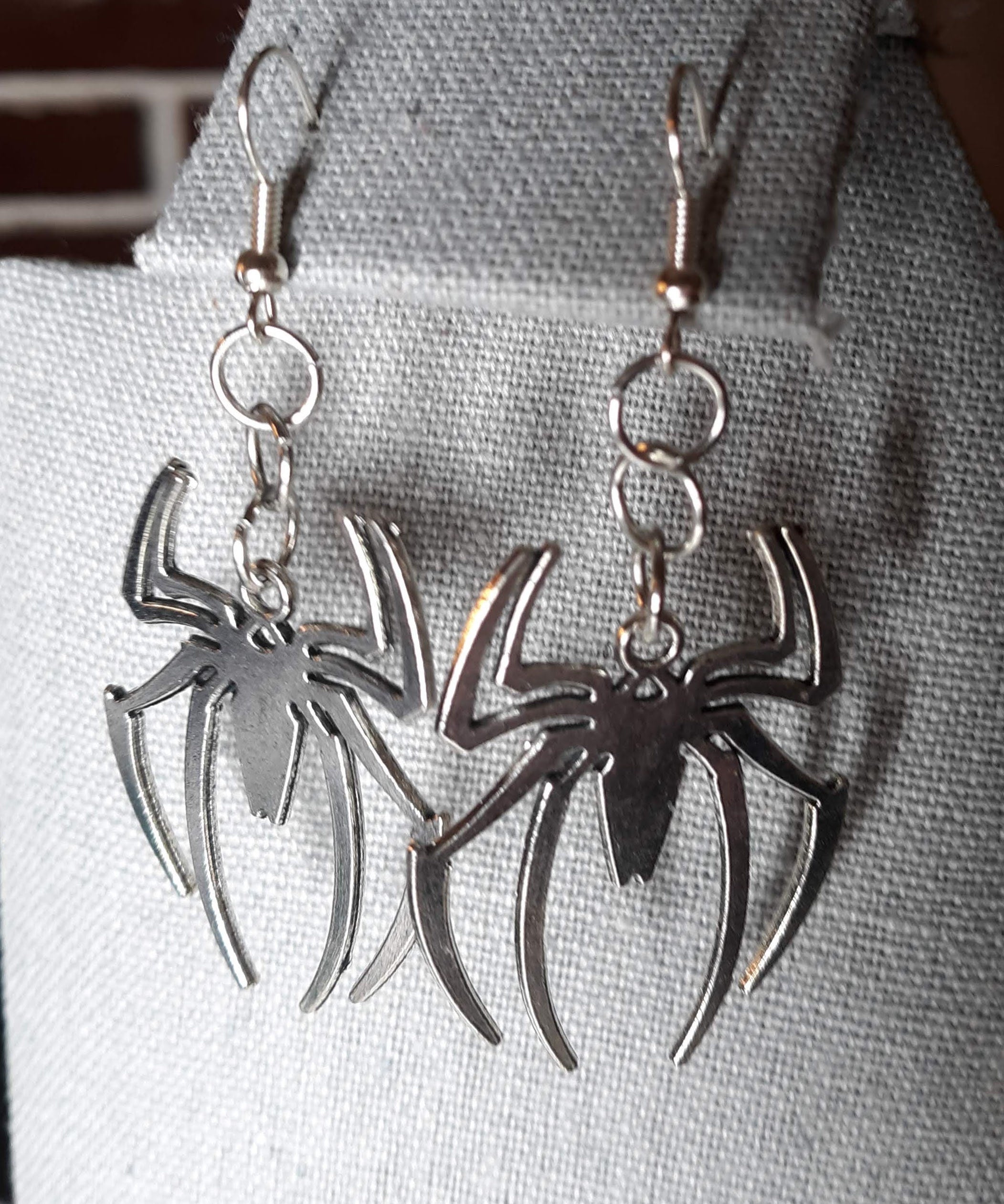 Silver Spider Man Earrings