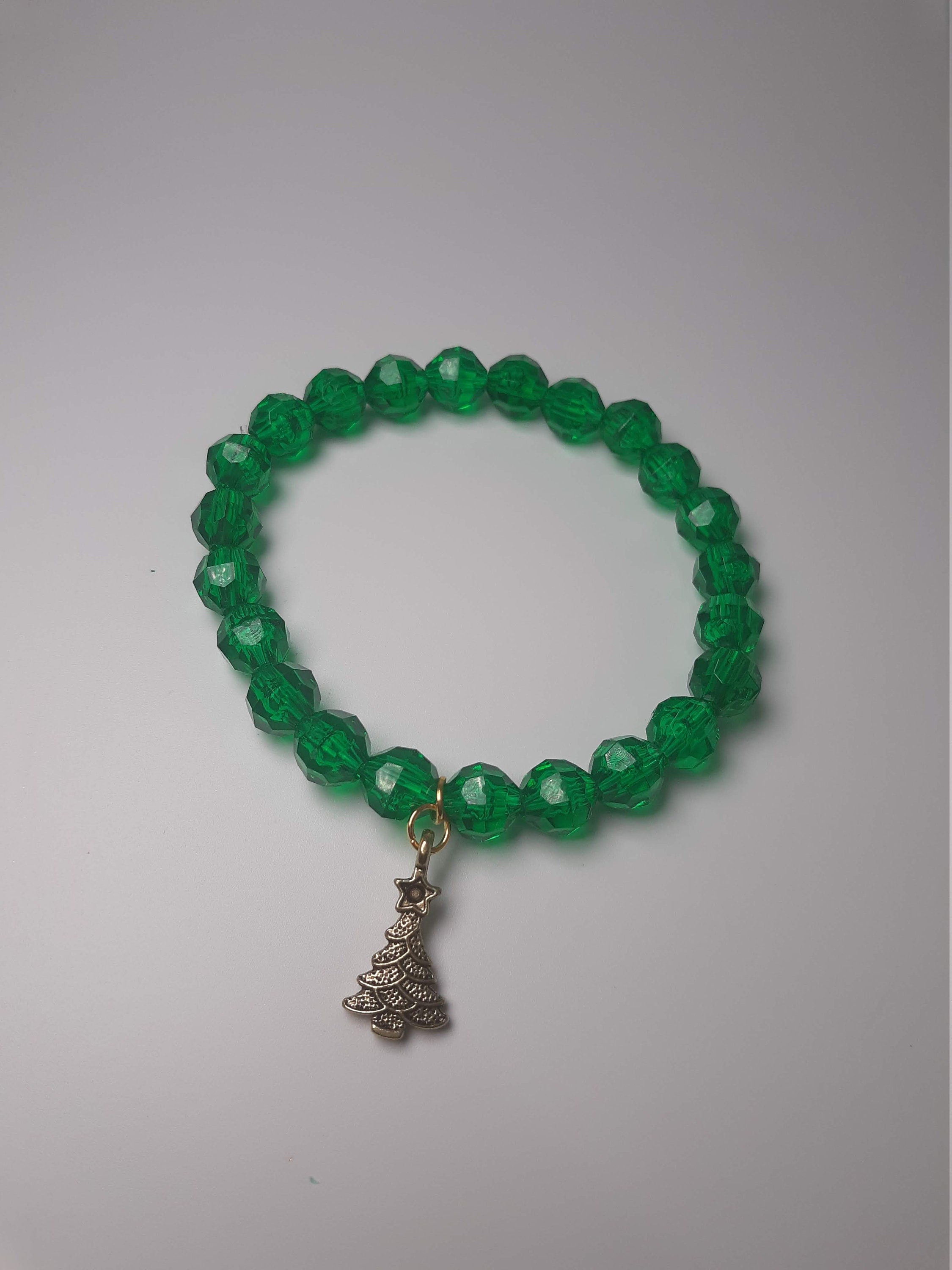 Bright Green Christmas Tree Bracelet