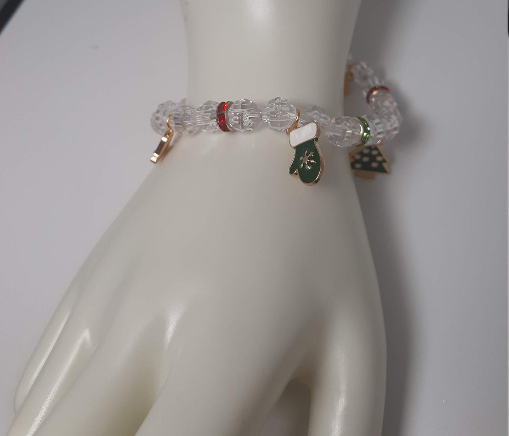 Crystal Clear Christmas Charm Bracelet
