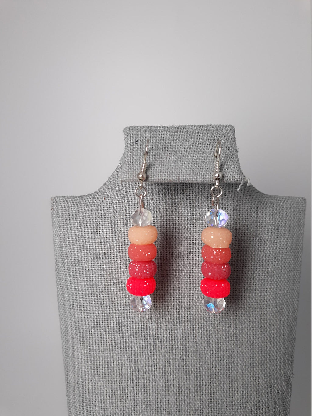 Sparkly Pink and Peach Dangle Earrings