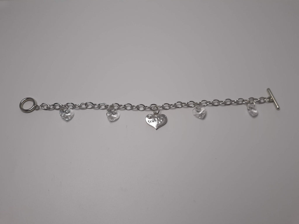 Customizable Sparkly Heart "True Love" Charm Bracelet