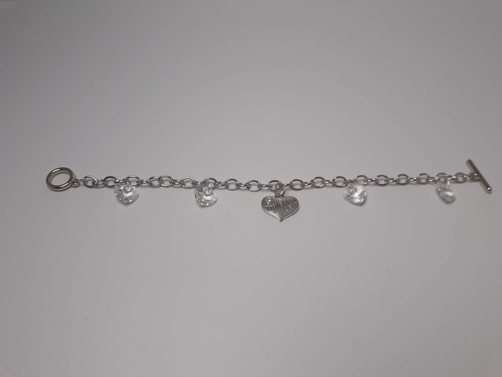 Customizable Sparkly Heart "True Love" Charm Bracelet