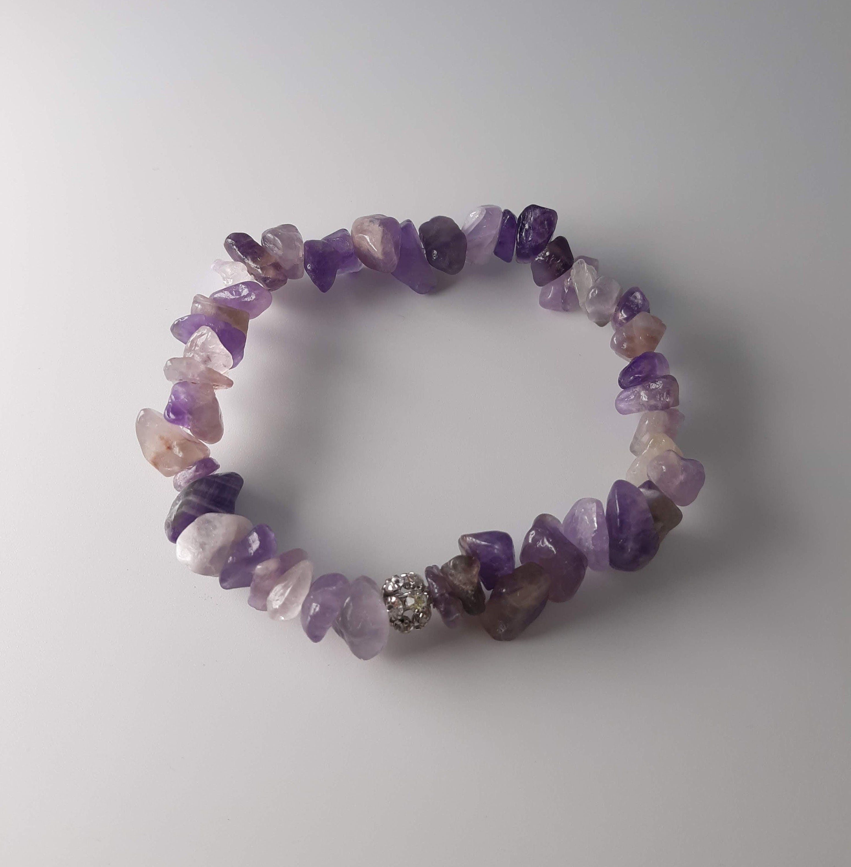 Natural Stone Blue and Purple Amethyst Bracelet Unisex