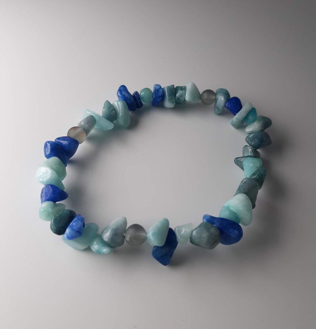 Natural Stone Blue and Purple Amethyst Bracelet Unisex