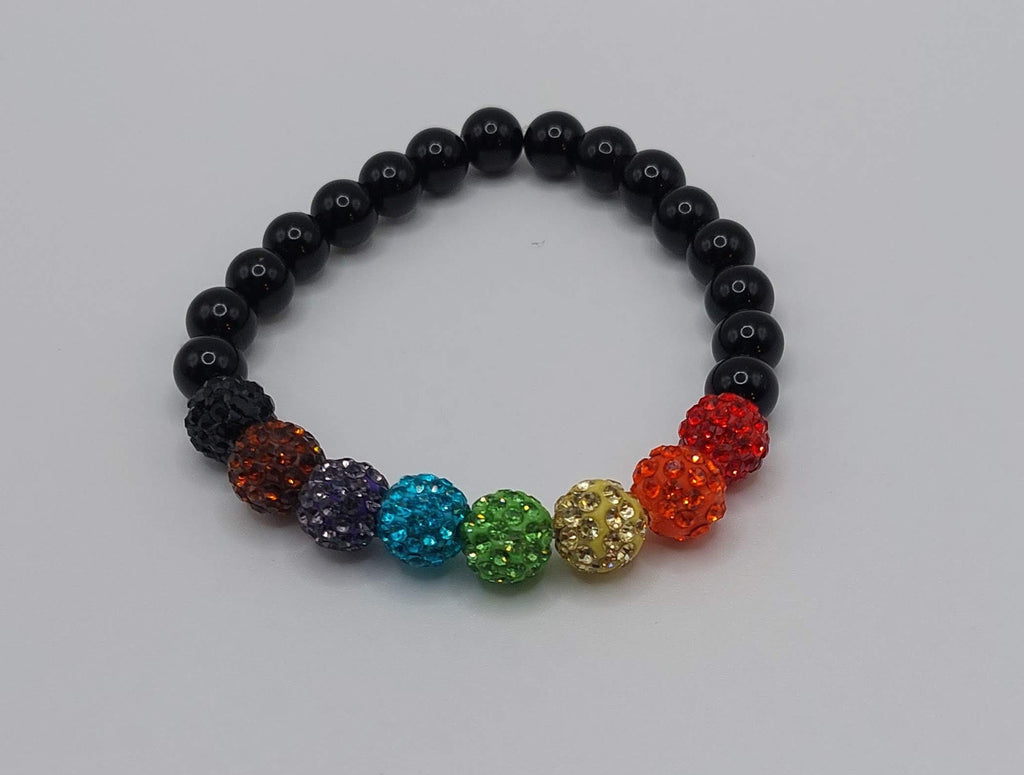 People of Color Inclusive Pride Flag Sparkly Bracelet (Black or Clear)