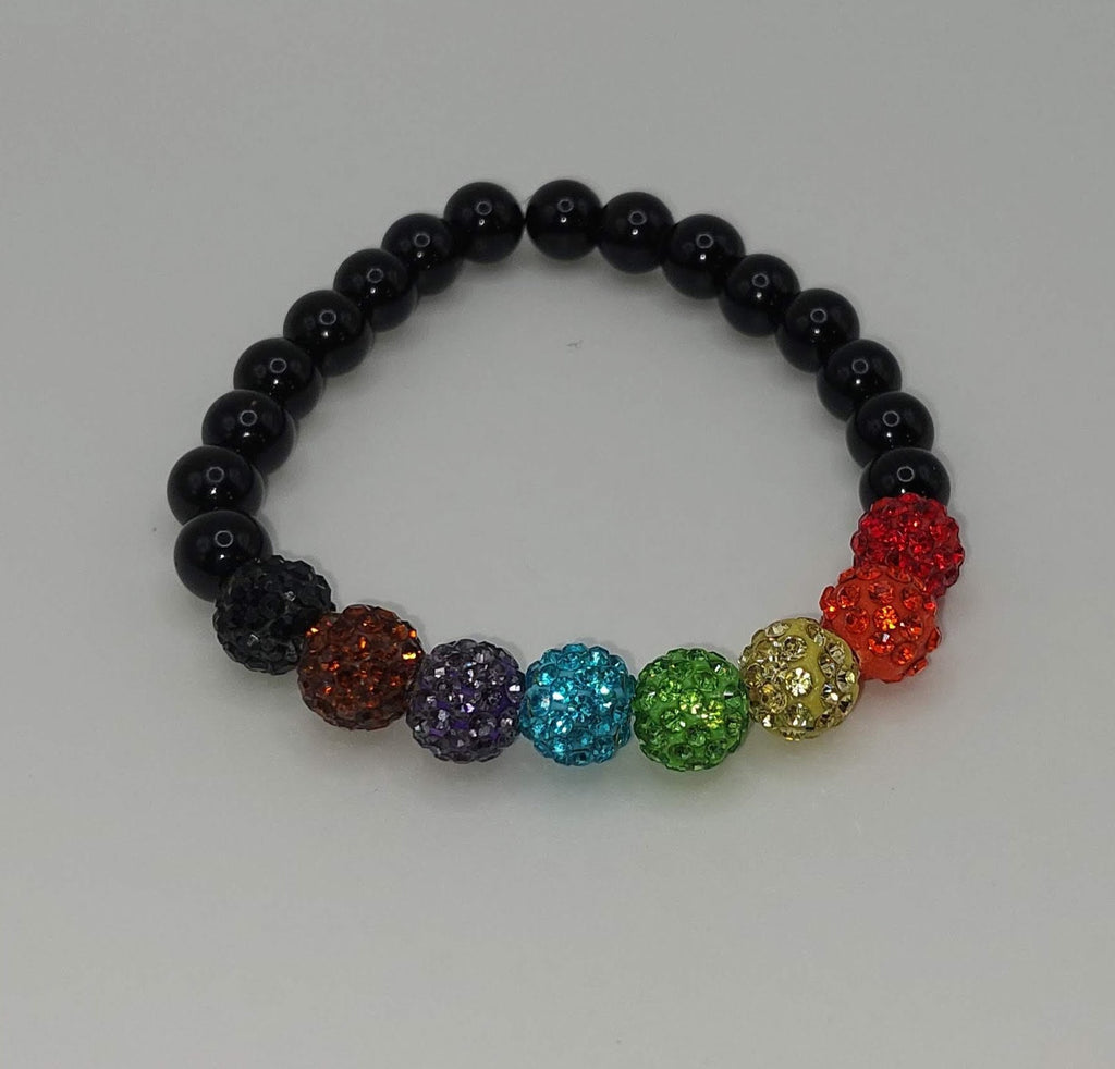 People of Color Inclusive Pride Flag Sparkly Bracelet (Black or Clear)