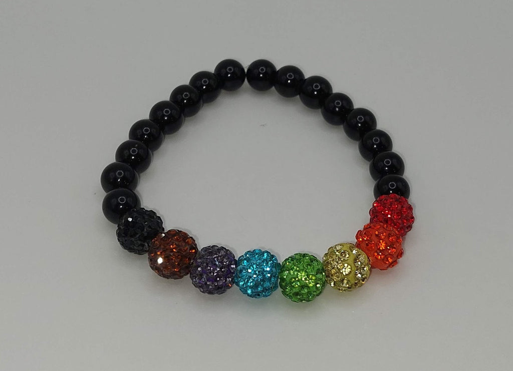 People of Color Inclusive Pride Flag Sparkly Bracelet (Black or Clear)