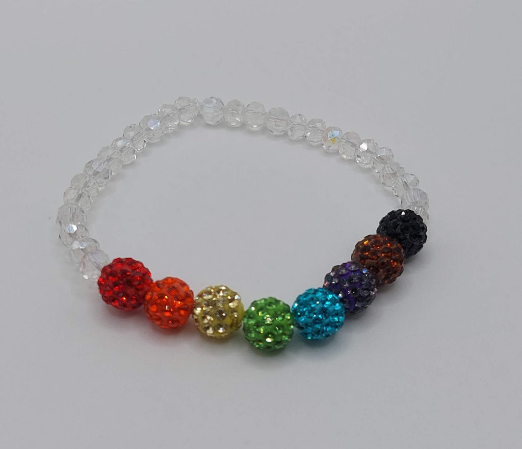 People of Color Inclusive Pride Flag Sparkly Bracelet (Black or Clear)