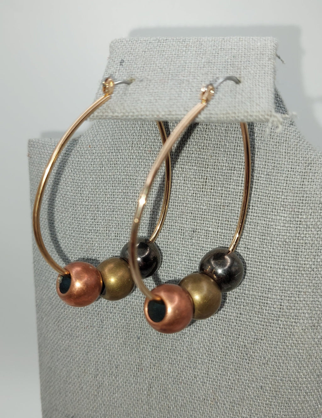 Bronze Beaded Hoop Earrings