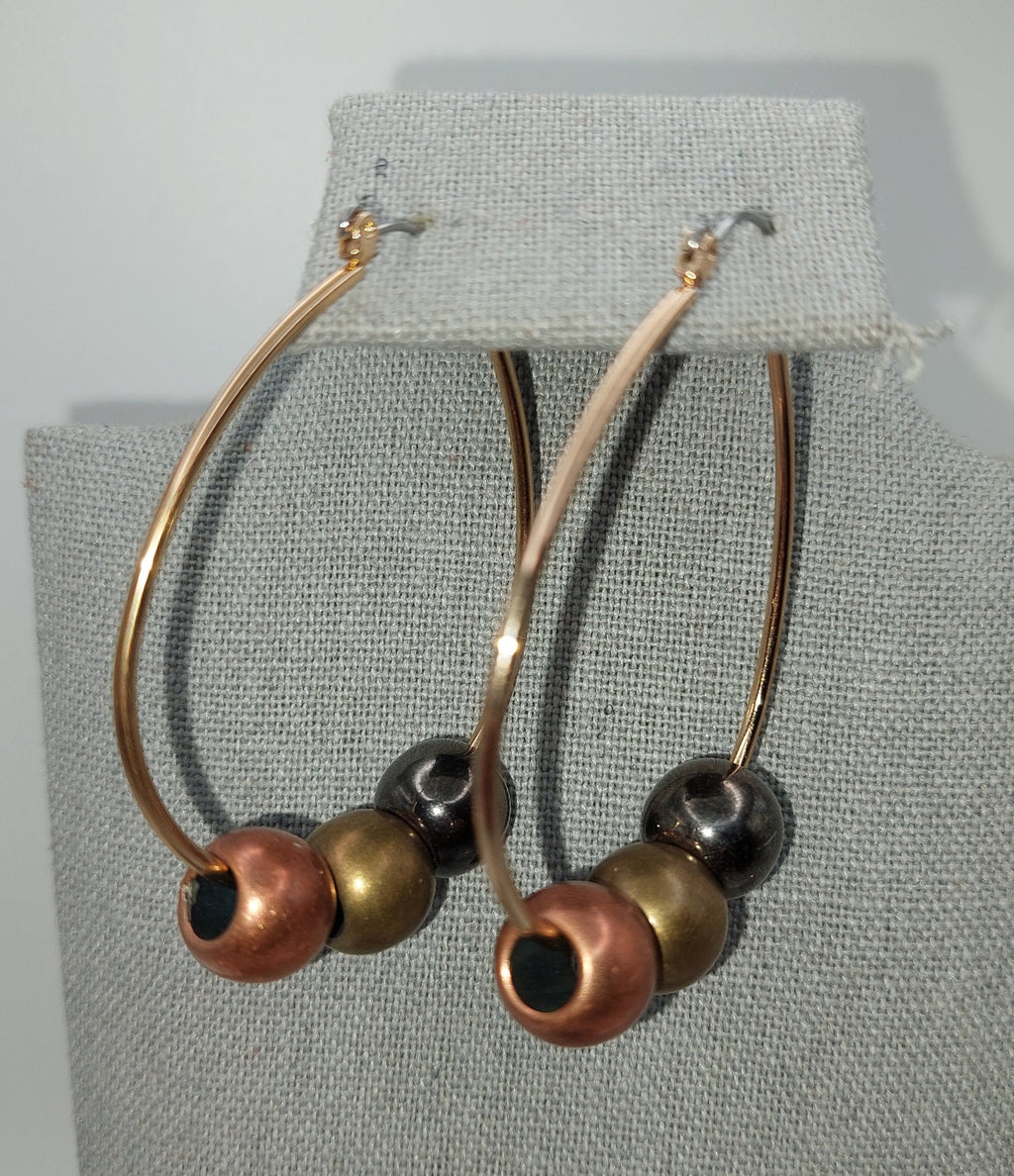 Bronze Beaded Hoop Earrings