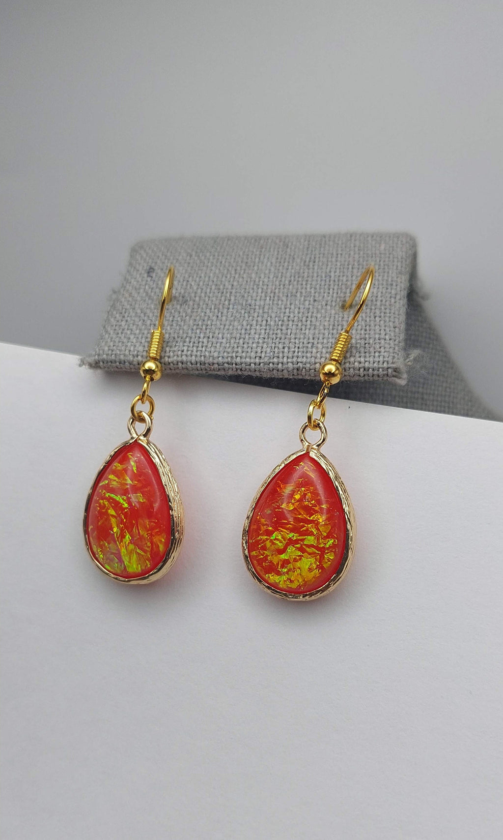 Red Opal Teardrop Earrings