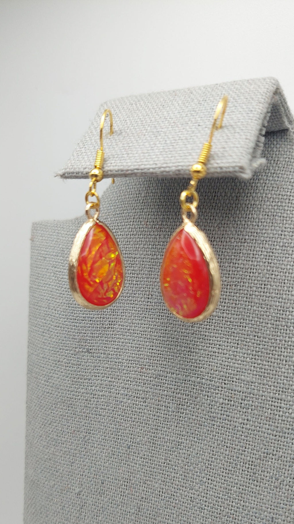 Red Opal Teardrop Earrings