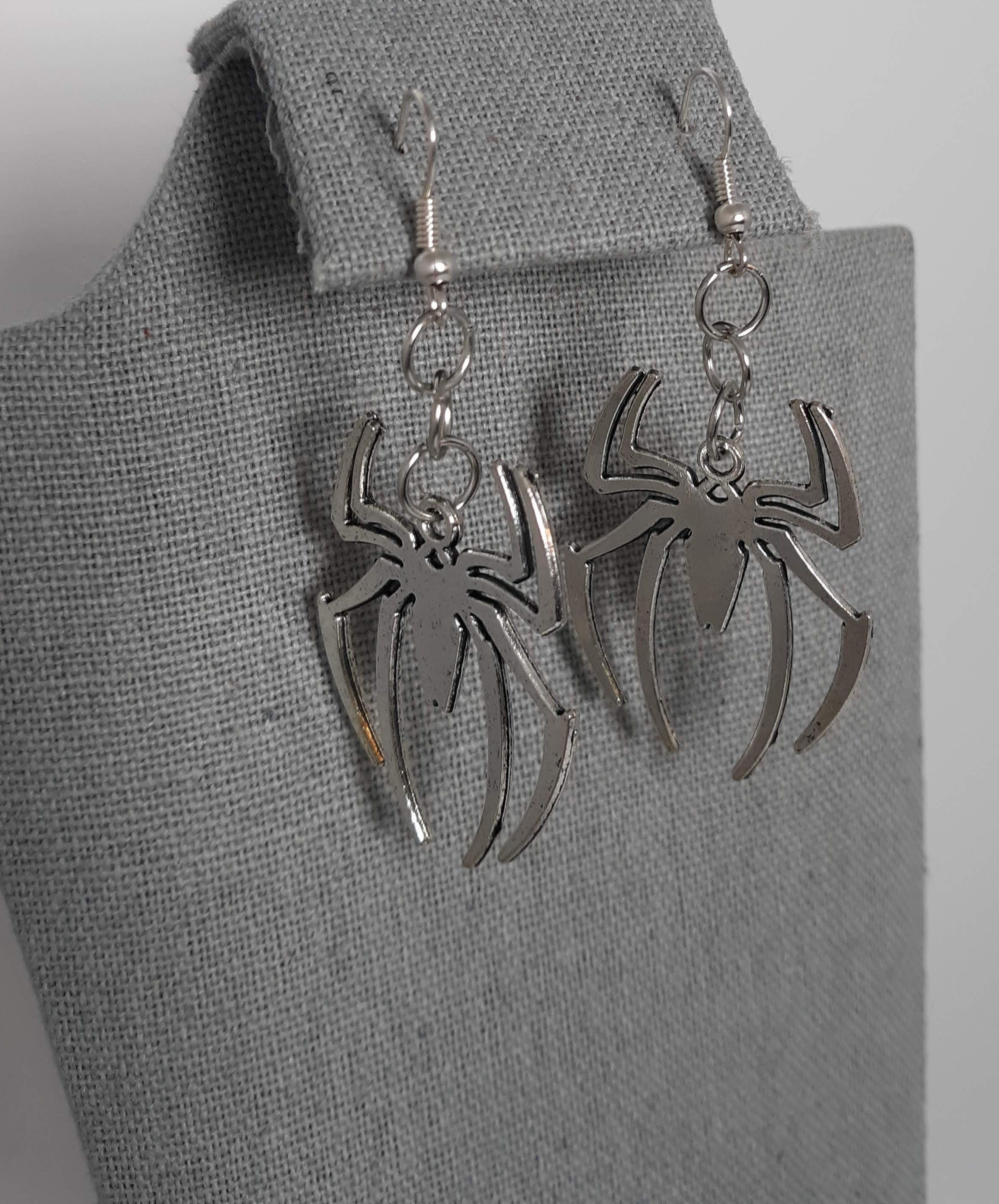 Silver Spider Man Earrings