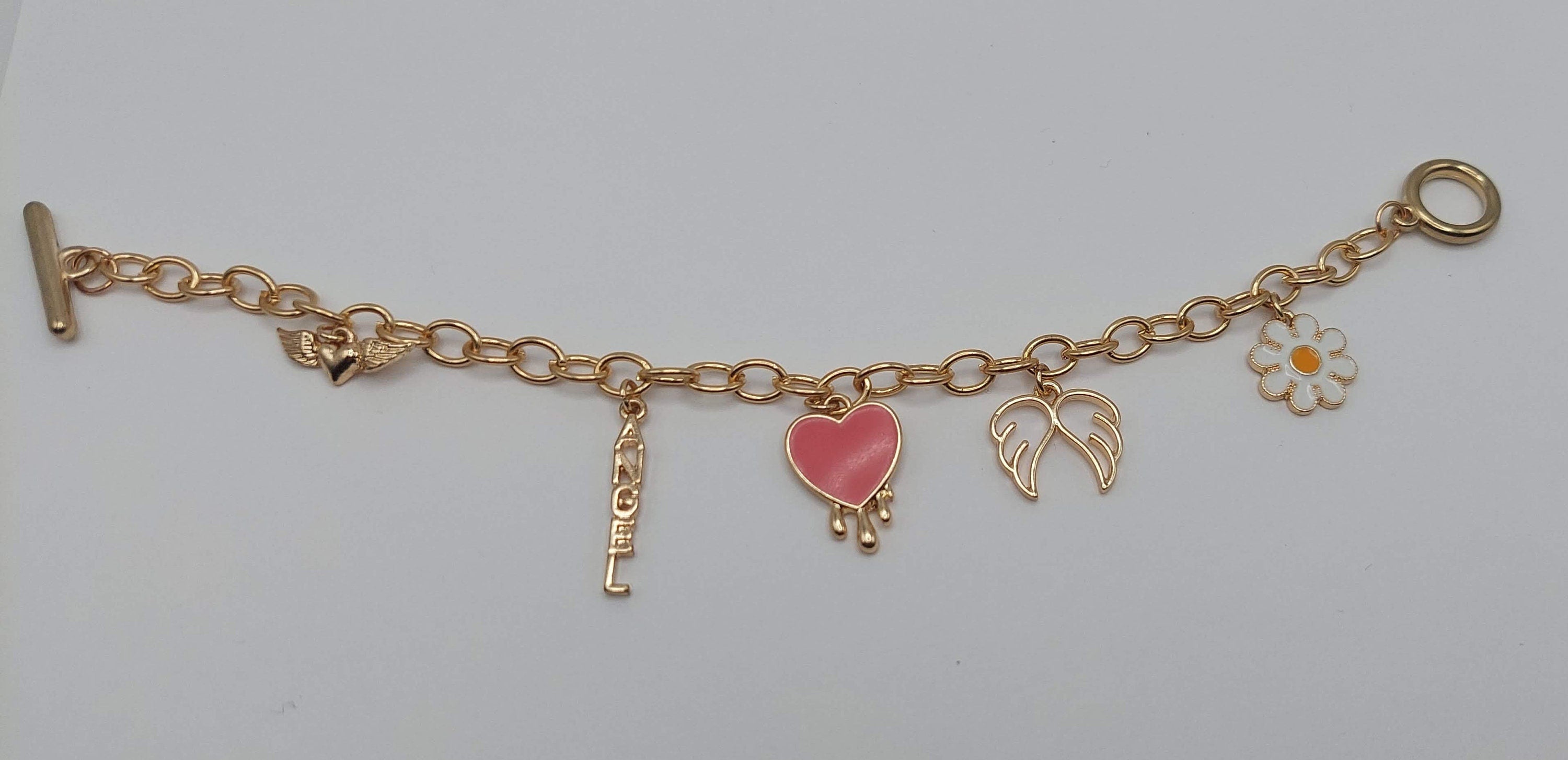 Personalized Gold Cute and Fun NYC Alien Food Angel Charm Bracelet
