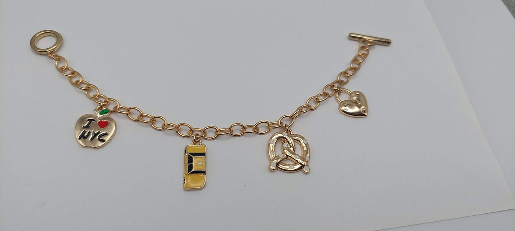 Personalized Gold Cute and Fun NYC Alien Food Angel Charm Bracelet