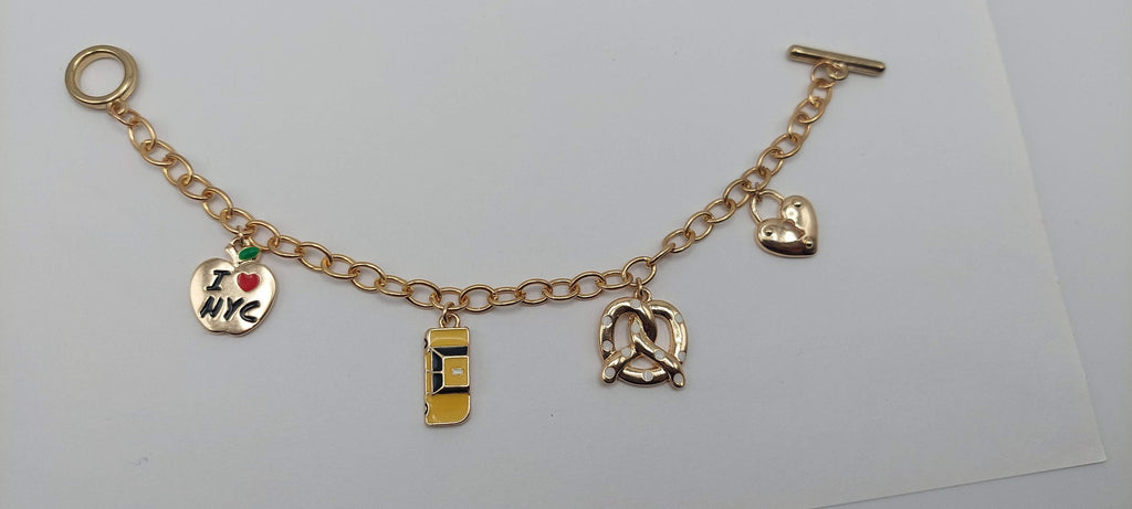 Personalized Gold Cute and Fun NYC Alien Food Angel Charm Bracelet