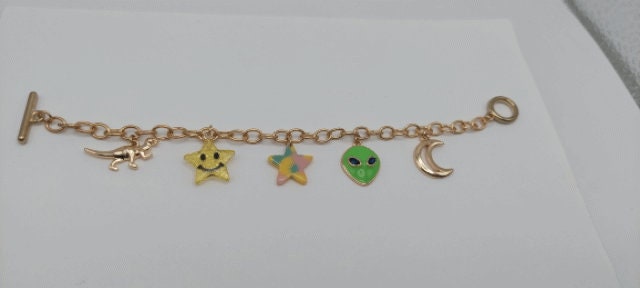 Personalized Gold Cute and Fun NYC Alien Food Angel Charm Bracelet