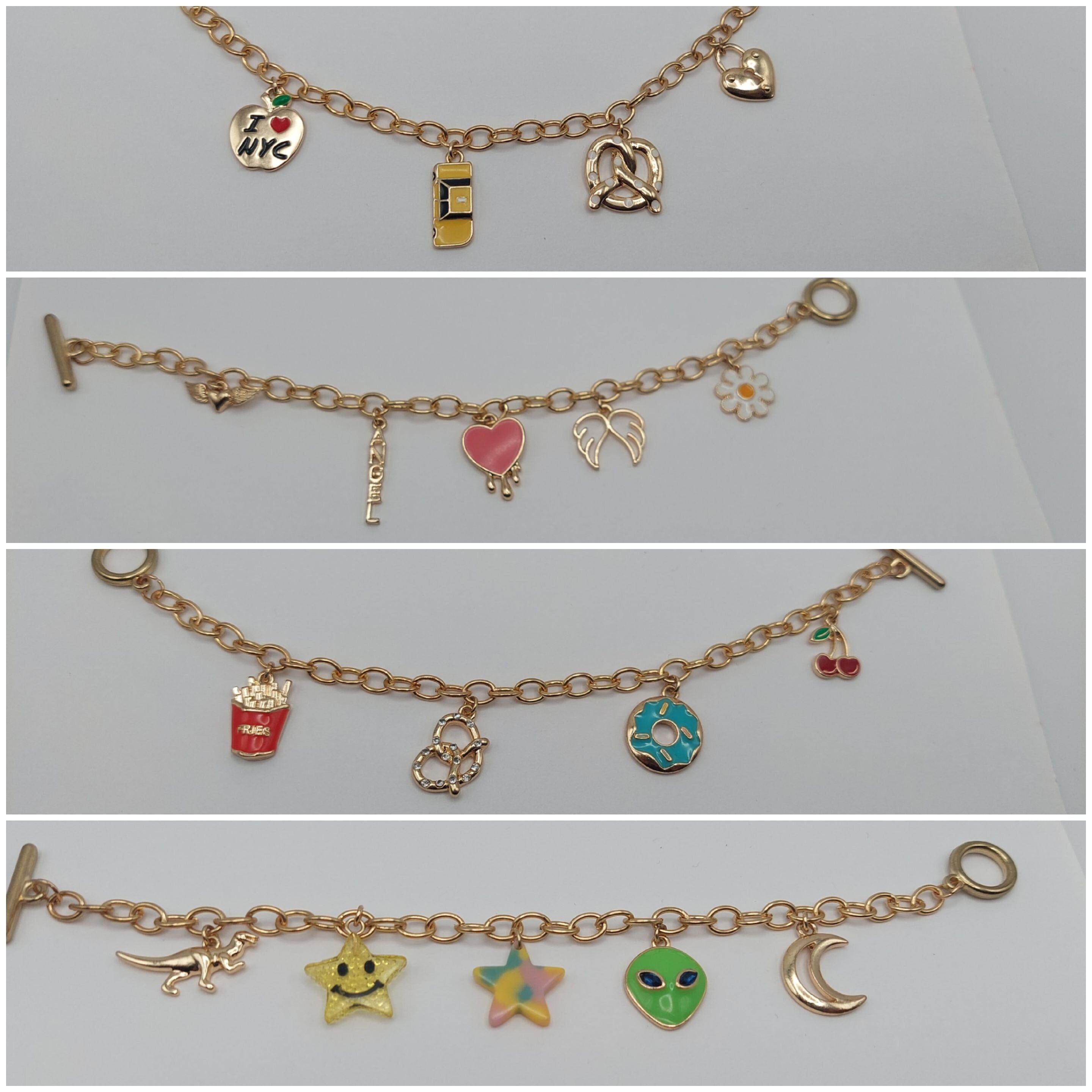 Personalized Gold Cute and Fun NYC Alien Food Angel Charm Bracelet